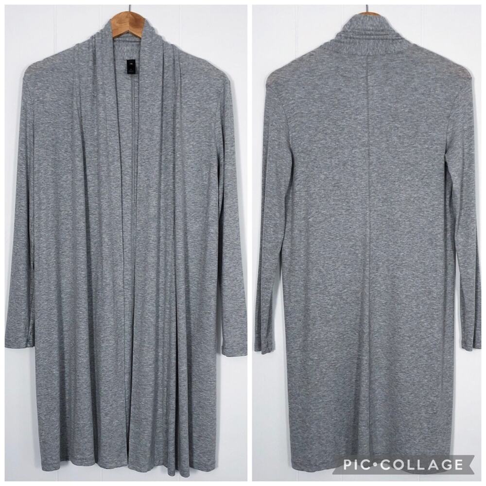 Adriano Goldschmied Open Cardigan Longline Rib Knit Flowy Office Size Small Gray